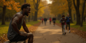 Un homme souffrant de névrome plantaire après une course à pied